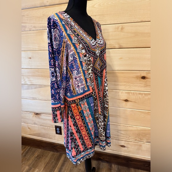 Hale Bob V Neck Dress, Multi Color - Aztec Style , size Medium - Picture 6 of 10